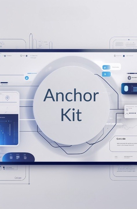 Futuristic user interface with 'Anchor Kit' branding on a white background
