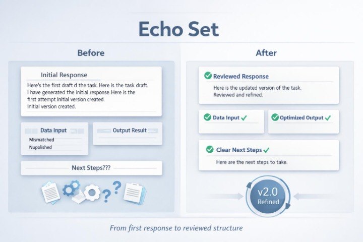 Comparison of 'Before' and 'After' states in a software interface labeled 'Echo Set'.