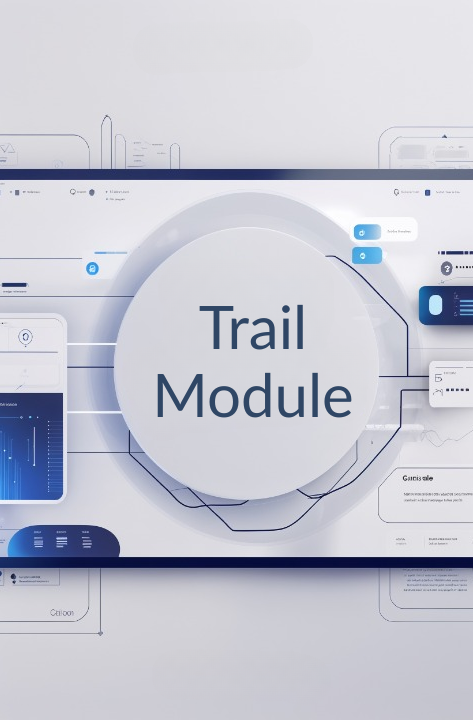 Digital interface with 'Trail Module' text on a white background