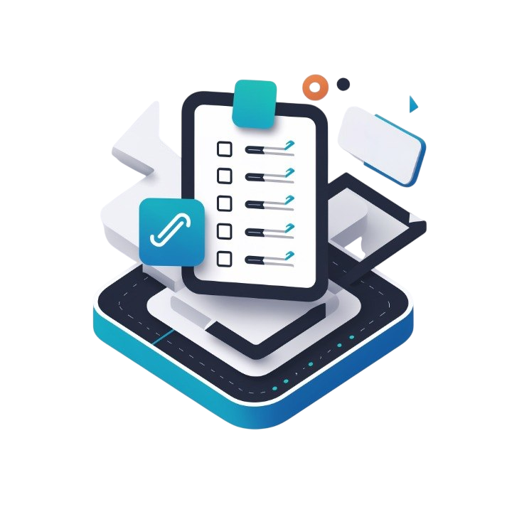Illustration of a digital interface with checkboxes and icons on a white background